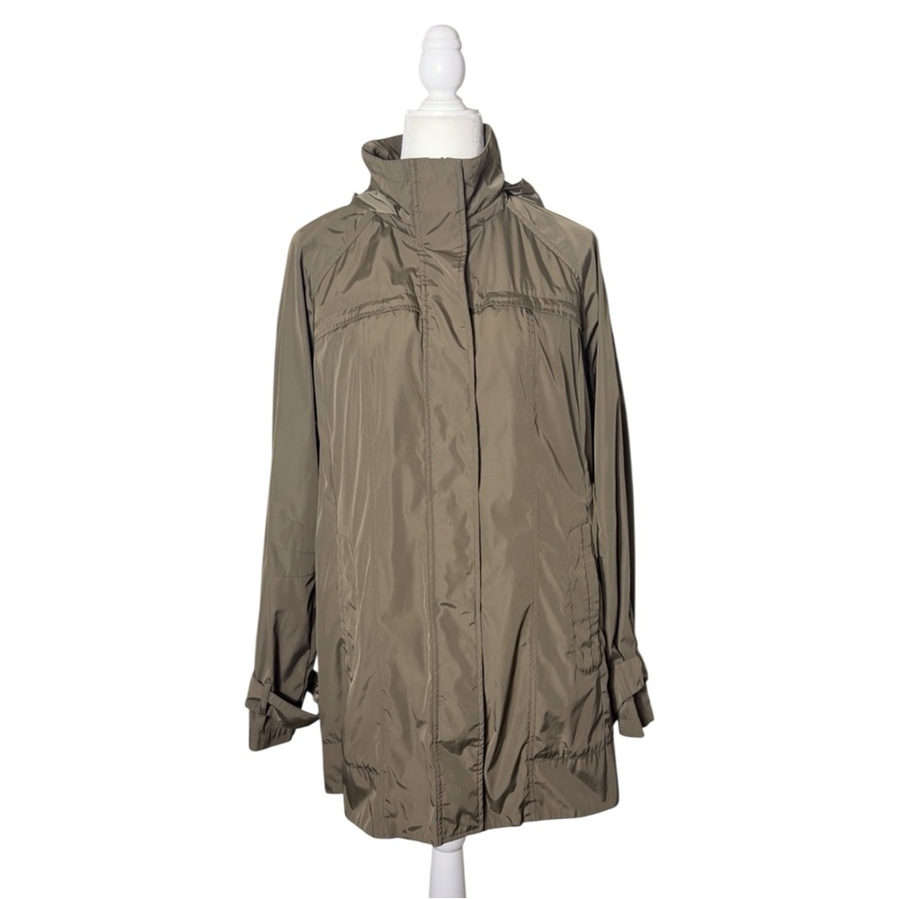 Orvis Pack-And-Go Hooded Rain Jacket Women’s Large Olive Green Travel Coat